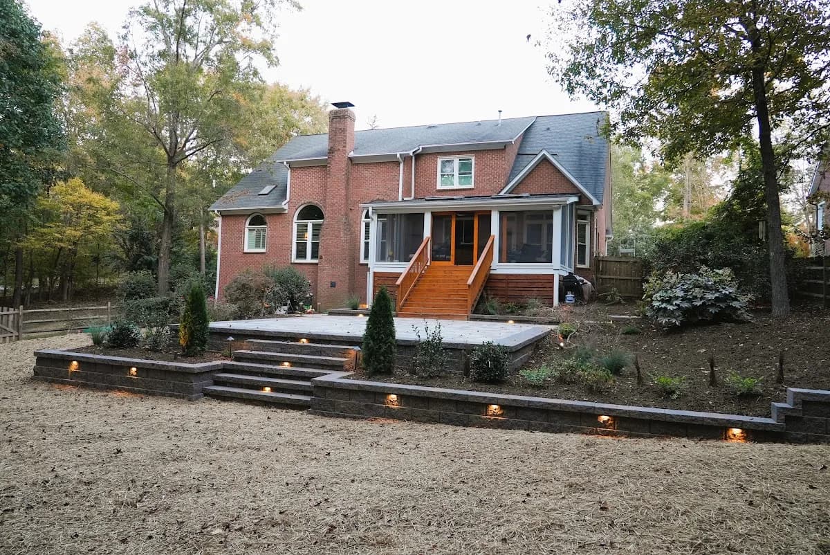 Custom outdoor living space with kitchen and pergola in Charlotte NC